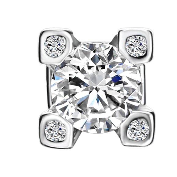 2-CTW Fancy 4 Prong Stud Earrings Made with Swarovski Crystals - Picture 2 of 5